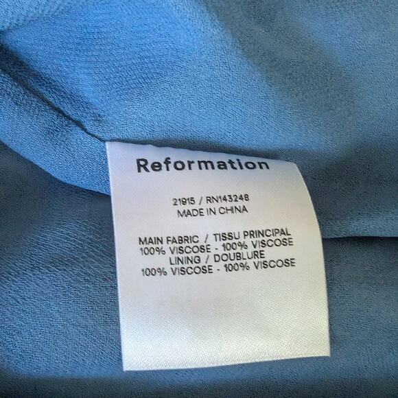 Reformation Blue Floral Print Crepe Sleeveless Square Neck Midi Dress, size M - Picture 9 of 10